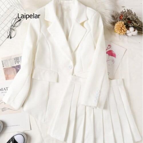 Suit Set 2021 New Women Autumn Winter Korean Version Pleated Skirt Two Pieces for Student Back To School Set