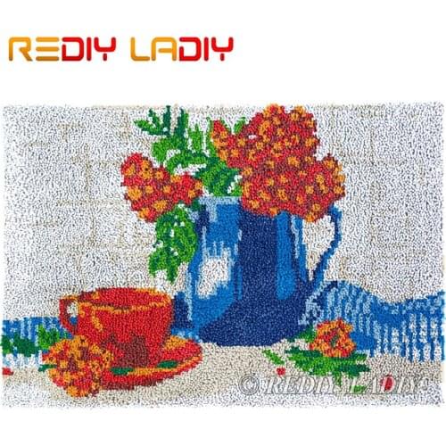 Latch Hook Rug Still Life Flowers Chunky Yarn Tapestry Kits DIY Carpet Rug Knitted Mat Crocheting Cushion Arts & Crafts 85*58cm