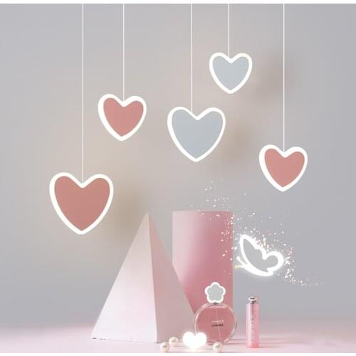Creative heart-shaped butterfly-shaped flower-shaped LED chandelier dining room bedside childrens room double-heads chandelier