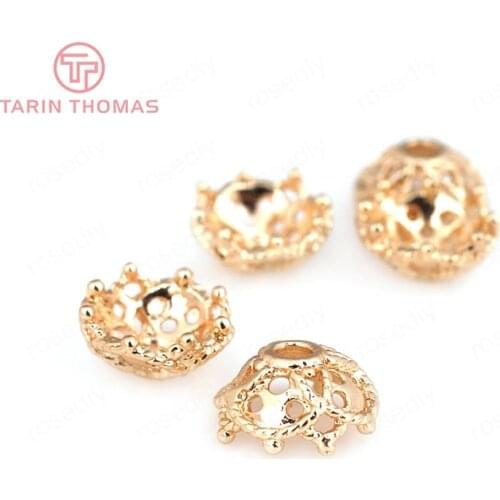 10PCS 7MM 24K Champagne Gold Color Plated Brass Snowflake Beads Caps High Quality Diy Jewelry Accessories