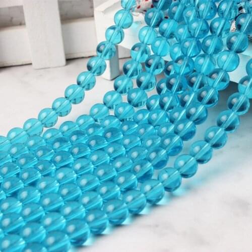 LanLi 4 6 8 10 12mm Fashion Jewelry Stylish sky Blue round glass loose beads are suitable for DIY womens bracelet necklace