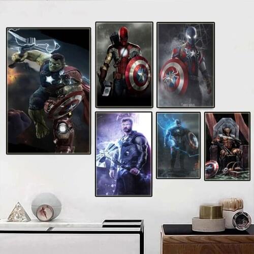 Marvel Avengers Movie Posters Canvas Iron Man Spiderman Mural Painting and Prints Wall Art Pictures for Kids Home Decor Cuadros