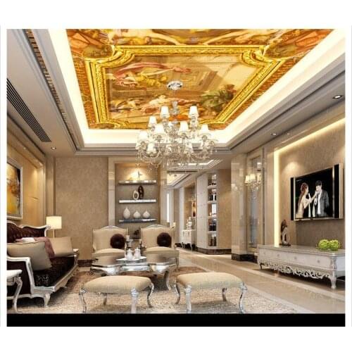 3d wallpaper custom 3d ceiling wallpaper murals Classical luxury royal sitting room frescoes on the ceiling 3d room wallpaper