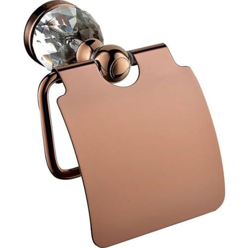 New Wall Mounted luxury Crystal Style Solid Brass Rose gold Toilet Paper Holders Hanger Tissue Bar Bathroom accessories