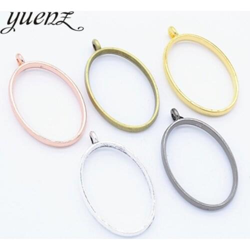 YuenZ 6pcs 7Color Oval Charm Alloy Jewelry Accessories Rectangle Charm Hollow Glue Blank Pendant Tray Bezel 39*24mm B177