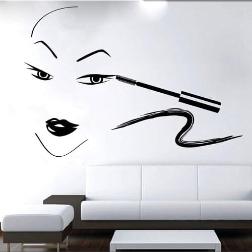 Lashes Eyebrows Brows Wall Decal Eyelash brush Woman Face Beauty Salon Window Wall Sticker Vinyl Beauty Salon Decoration X481