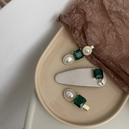 Ruoshui Woman Elegant Green Style Hairpins Pearl Hair Clips Women Hair Accessories Hairgrip Headwar Barrettes BB Clips