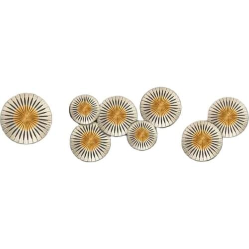 Modern golden hollow plates wall decorations round wooden TV Background/sofa background wall ornaments