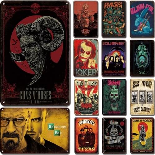 Old-fashioned Rock Band Art Poster Metal Plate Tin Sign Vintage Home Wall Decorative Plaques Retro Rock Signs For Bar Room Decor