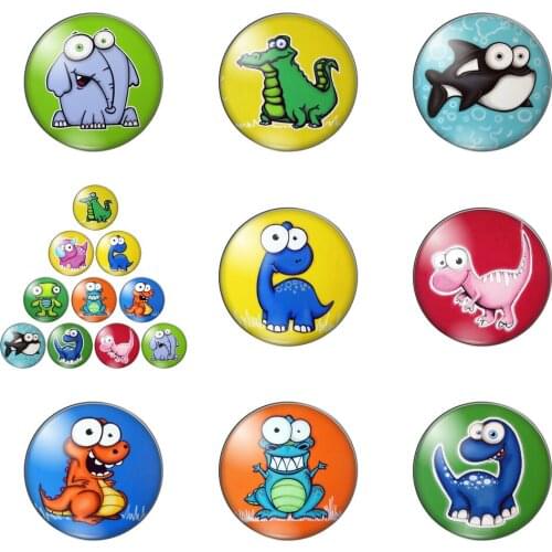 Cute Cartoon Animals Exaggerated and Funny round Photo Glass Cabochon Demo Flat Back Making Findings Handmade DIY Accessories