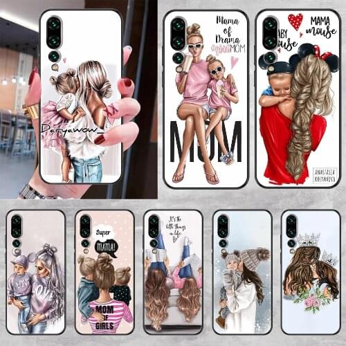 Surper Mama Baby Mom GIRL Phone case For Huawei P Mate P10 P20 P30 P40 10 20 Smart Z Pro Lite 2019 black soft hoesjes fashion