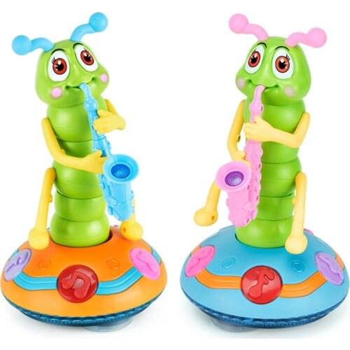 Dancing Saxophone Caterpillar Funny Electric Music Toys with LED Flashlights Toy Q6PD