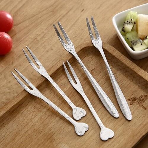 Wholesale 2 PCS Fruit Fork Stainless Steel Cake Fork