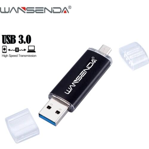WANSENDA OTG USB Flash Drive USB 3.0 Pen Drive 256GB 128GB 64GB 32GB 16GB 8GB Pendrive 2 in 1 Micro USB Stick Memory Disk