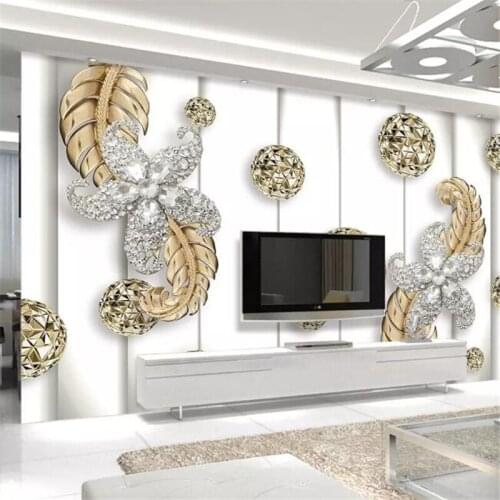 Wellyu papel de parede para quarto Custom wallpaper 3d pentagonal diamond flower jewel wall background photo wallpaper tapety