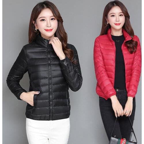 Women Winter Coat Ultralight Down Thin Jacket Hooded Puffer Jackets Windproof Padded Parkas Female Portable Windproof Outerwear