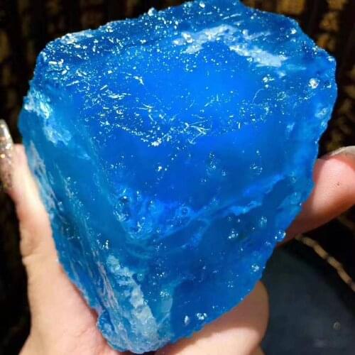 1pcs Beautiful 100% natural sea sapphire raw stone natural aquamarine crystal reiki healing 200-210g