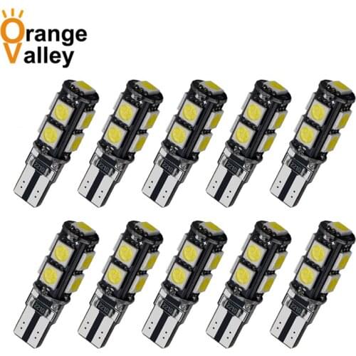 10pcs High Quality T10 9SMD 5050 CANBUS NO ERROR 194 168 192 W5W 9 LED Car Interior Light Wedge Lamps Free Warning Wholesale