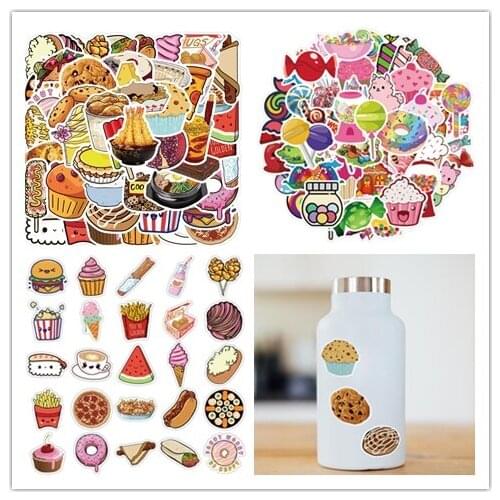100pcs color candy graffiti food stickers cute Amazon waterproof notebook mobile phone case car decoration stickers