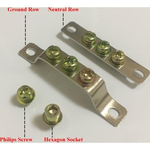 2.5*15mm 2.5x15mm 5P 5 Position Hole Hexagon Socket Philips Singal One 1 Neutral Ground Row Brass Connector Bar Terminal Block