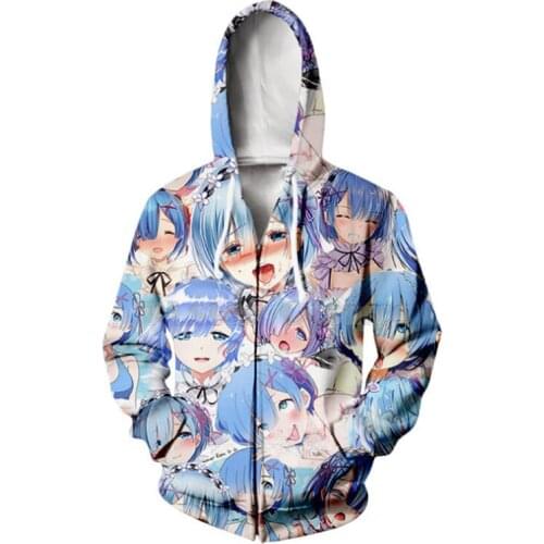 Re: Life in a Different World from Zero Kara Hajimeru Isekai Seikatsu 3D Hoodie Cosplay Rem Ram Hoodies Sweatshirt Tops