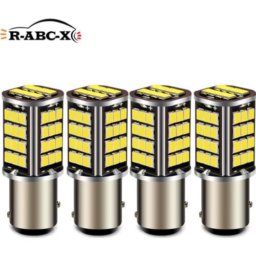 4PCS 6V 10-30V Car Tail Bulb 1157 BAY15D P21/5W 2835 Moto Trailer Caravan LED Brake Light Auto Reverse Lamp Turn Signals white