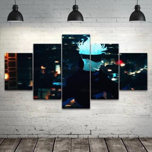 5 Pieces Jujutsu Kaisen Painting Wall Canvas Modular Poster Pictures for Living Room Home Decor Japanese Cartoons Prints Art