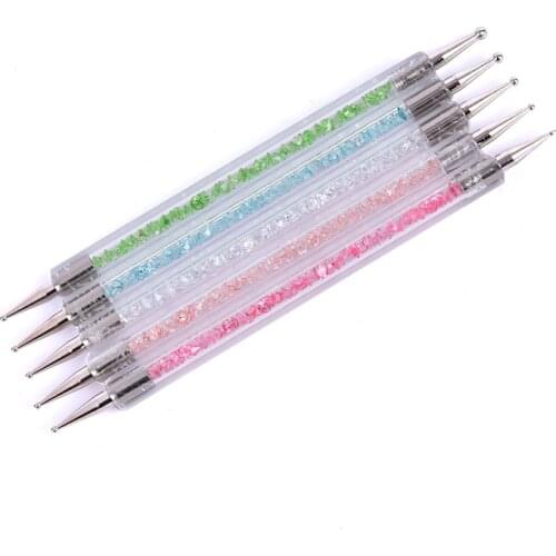 5pcs/Set Crystal Painting Drawing Dotting Pen Dual-ended Nail Dotting Pen Rhinestone Studs Nail Art Brush Tool Manicure