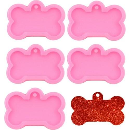 5PCS Silicone Bone Shape Pendant Resin Mold DIY Dog Tag Dog Bone Shaped Keychain Jewelry Resin Casting Mold Resin Crafting Tools