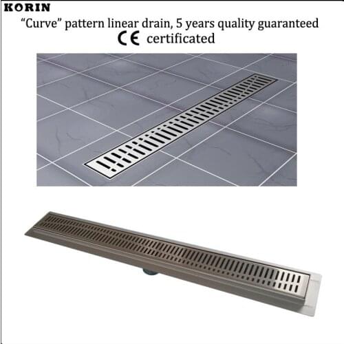 700mm "Curve" Style Stainless Steel 304 Linear Shower Drain, Vertical Shower Drain with flange, Shower Channel