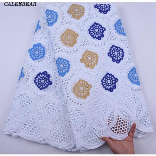 Embroidery African Lace Fabric 2020 High Quality Cotton Lace Latest Swiss Voile Lace Fabric With Stones For Wedding Party S2076