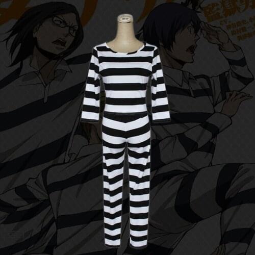 Anime Prison School Cosplay Costume Shiraki Meiko Midorikawa Hana Prison Uniform Women Pajamas Suit ( T-shirt + Pants )