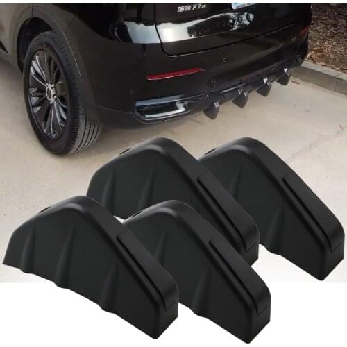 4Pcs Car Rear Bumper Spoiler Diffuser Universal Car Fiber Pattern Modified Shark Fin Rear Spoiler Car Rear Bumper Lip Diffuser
