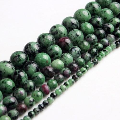 6-14mm Round Green Black plum Epidote Beads Natural Stone Beads For Jewelry Making Beads 15'' Needlework DIY Beads Trinket