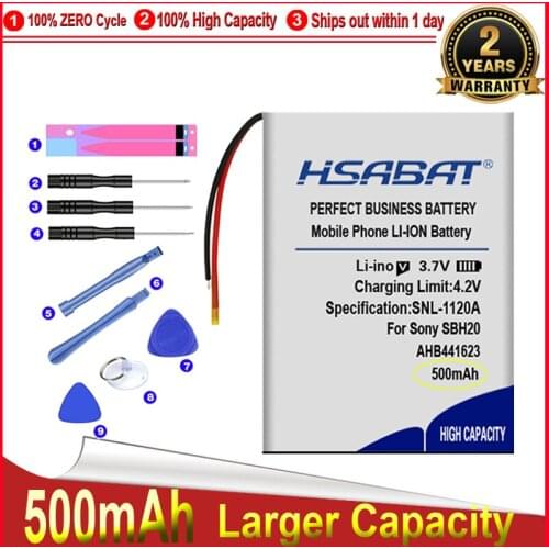 HSABAT 0 Cycle 500mAh 381424 AHB441623 Battery for Sony SBH-20 SBH20 Wireless Headset Replacement Accumulator