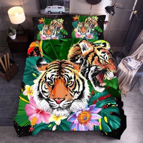 Luxury 3D Bedding set Animals Tigger Wolf bed linen Stars cat linens duvet cover 3-piece bedcloses quilt-cover sets king size