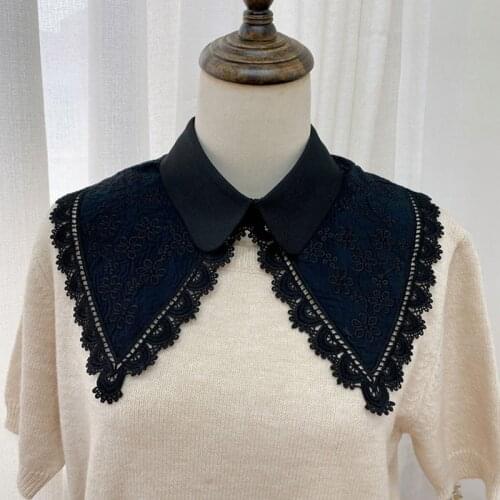 Korean Women Hollow Floral Lace False Collar Scarf Shawl Girls Sweet Fake Collar Shirt Blouse Dress Decoration Flower Neckline