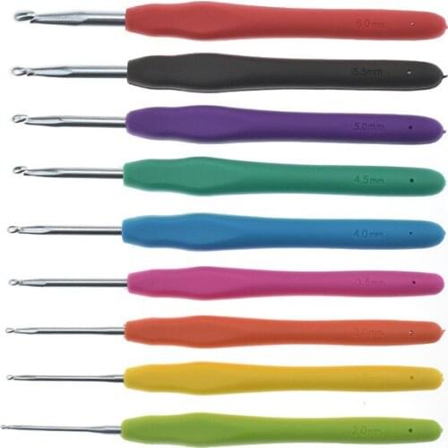 Mylb Crochet Hook Set 9pcs Ergonomic Handles 2.0-6.0mm Crochet Needles Scissors Needles Sewing Accessories With Case Organizer
