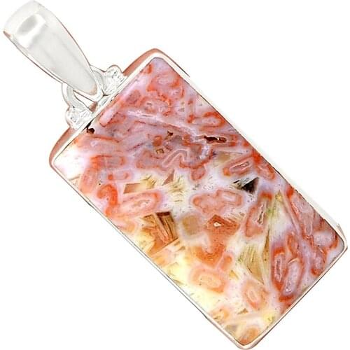 Lovegem Genuine Tube Agate Pendant 925 Sterling Silver, 50.3 mm, AP3738