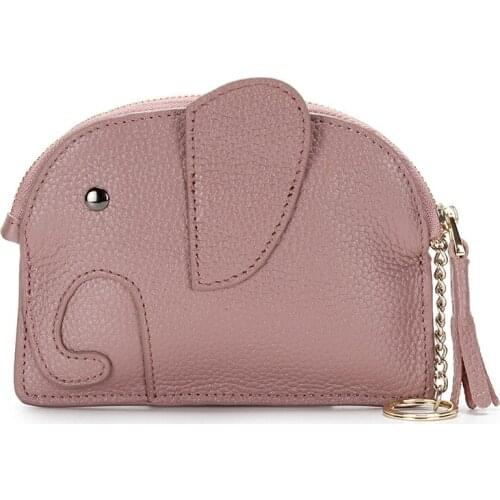 Mini Elephant Coin Card Bag Small Genuine Leather Short Wallet Purse Cute Bag Key Coin Money Pocket Soft Cowhide Ladies Wallet