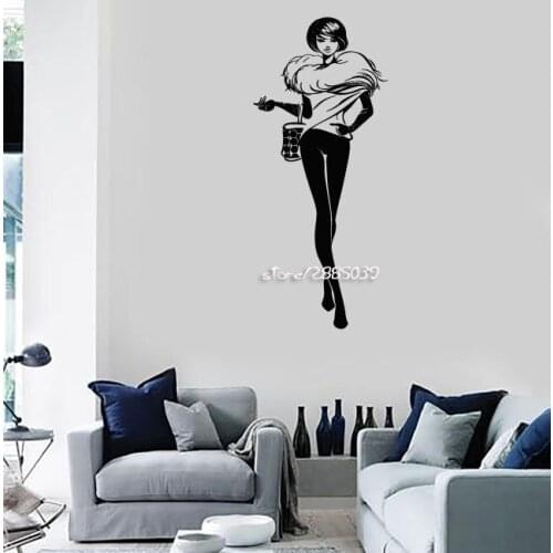 Fashion Girl Room Style Shopping Woman Wall Stickers Artistic Design Wall Decals E-co Friendly Vinyl Wallpaper Poster SA839