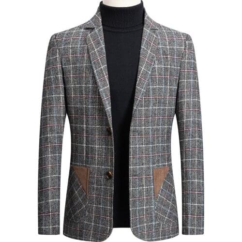 Mens Blazer Coat Casual Western Top Jacket Male Woolen Business Coat Single Suit Slim Trend Business Jacket for Man