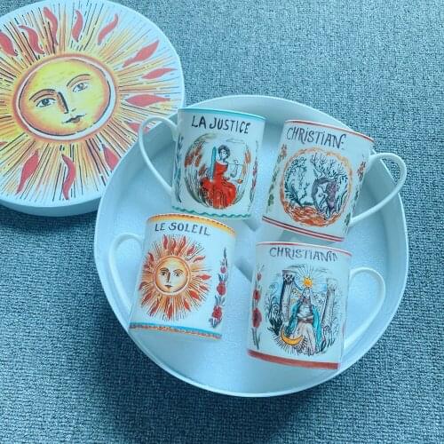 Breakfast Cup Mug Set Drinkware Milk Cup Home Office Water Cup Ceramic Cup Pottery Pattern Teacup Retro Coffee Cup Wine Cup