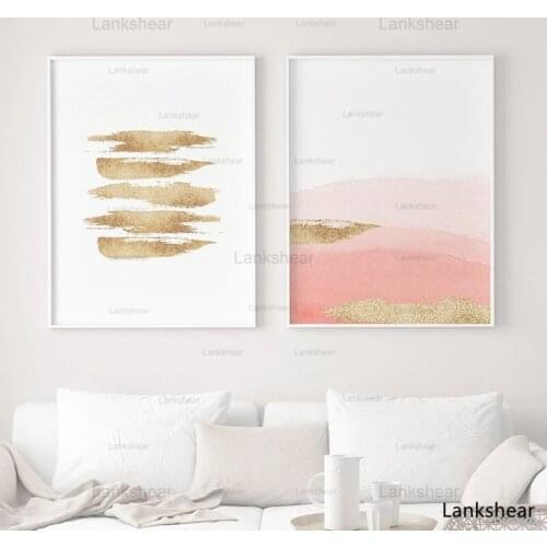Nordic Abstract Wall Art Poster Print Gold Strokes Canvas Painting Nordic Decoration Picture Modern Living Room Home Decor