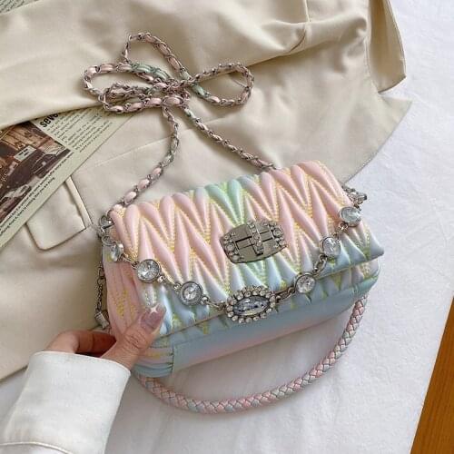 2021 New Rainbow Shoulder Bags For women Purses And Handbags Luxury Designer Top Selling Leather Diamond Bracelet Messenger Bag