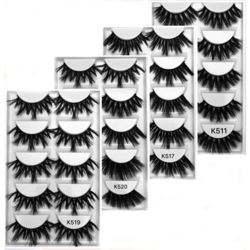 NEW 5 Pairs 20mm-25mm 3D Mink False Eyelashes Thick Long Wispy Fluffy Eye Lashes Handmade Full Volume Eye Extension Makeup Tools