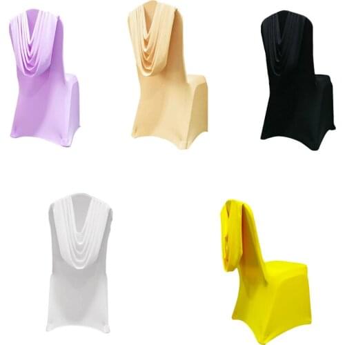 Lychee Solid Chair Curtain Cover Elastic Dining Seat Cover for Banquet Wedding Hotel Anti-dirty Removable Chair Cover