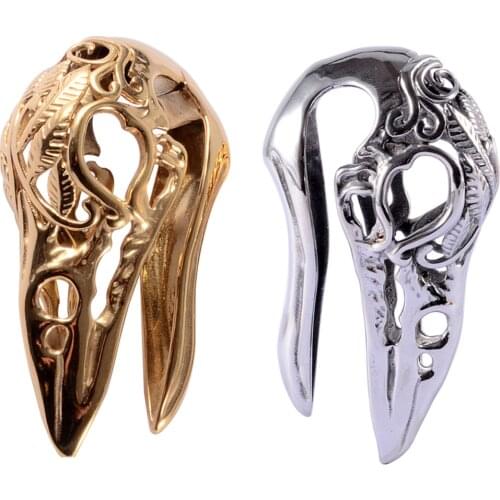 PAIR Surgical Steel Bird Head Ear Weights Hangers Plugs Tunnel Body Jewelry New Carved Ear Gauges Piercing Expander Stretchers