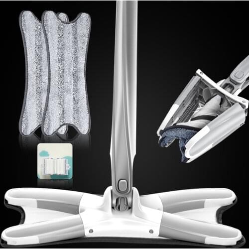 X-Type Mop Microfiber Floor Hand Free Mop Washing Flat Mop with Microfiber Replace Pads Easy Wringing Floor Cleaning Tools