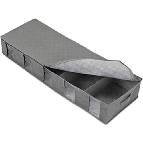 Five Fold Collapsible Non Woven Fabric Storage Box Plaid Breathable Bed Bottom Organizer Moisture Proof Clothes Storage Box